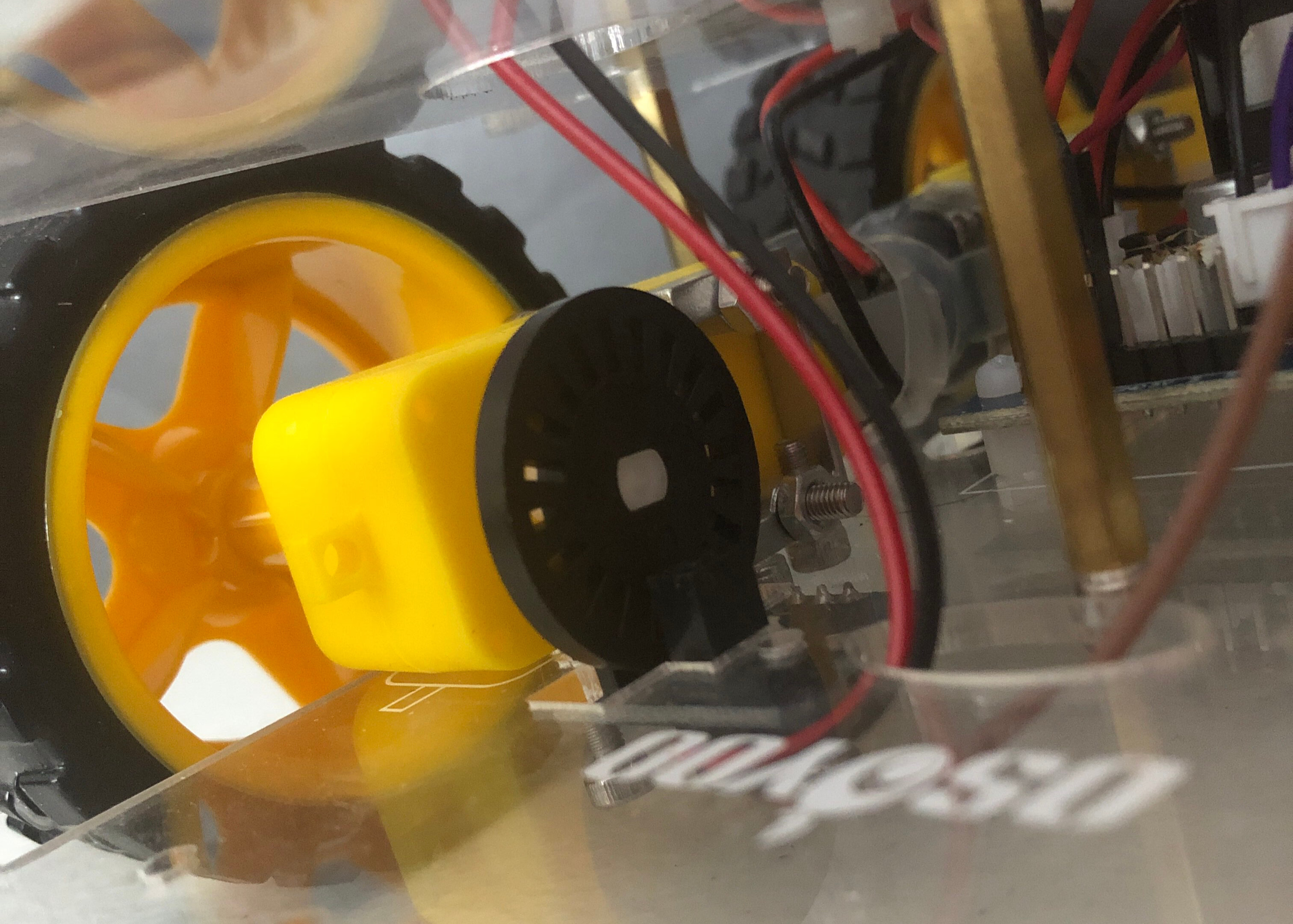 Picture showing the wheel encoder disk used to measure distance